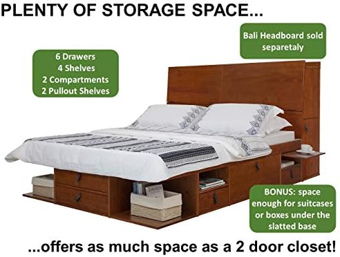 memomad Bali Storage Platform Bed Frame, Queen Size, Caramel Brown
