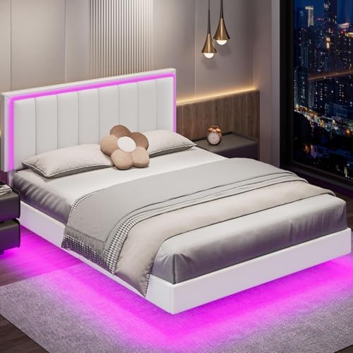 immerstable queen size floating bed frame with led, view 9