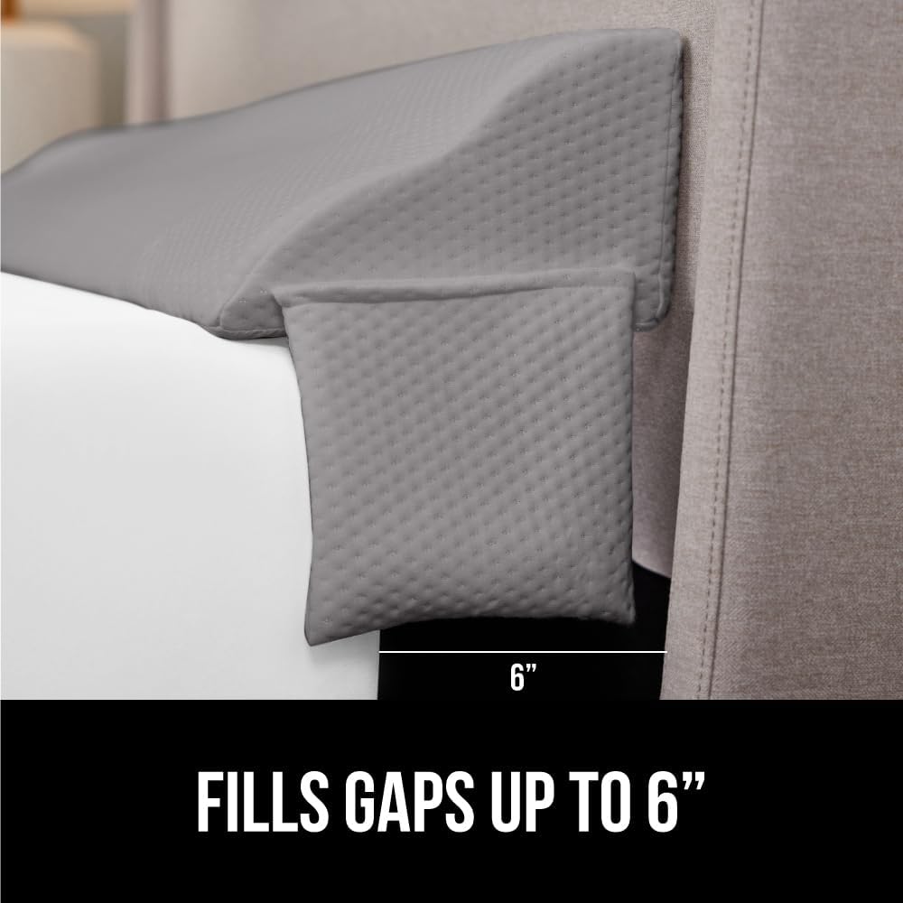 GORILLA GRIP Patented Bed Wedge Pillow for Headboard Gap, King, Soft Gray