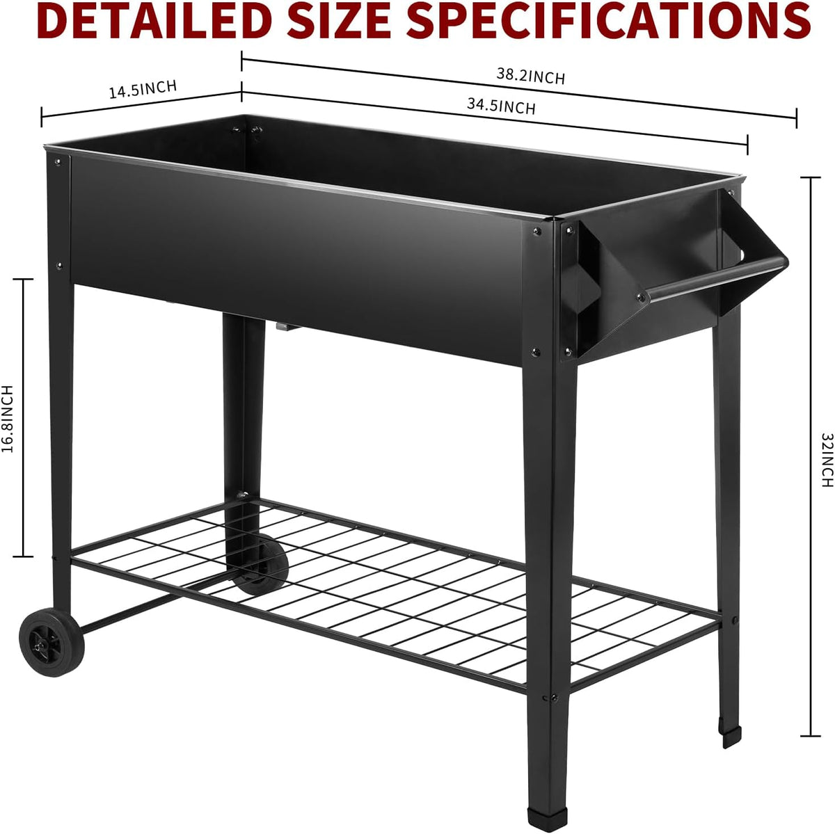 dnkmor 32in tall raised garden bed with wheels on a desk or shelf