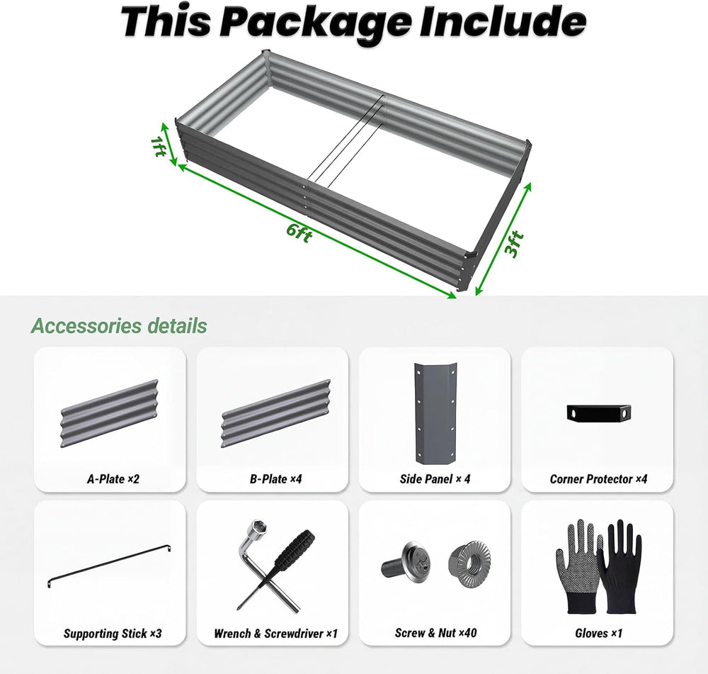 2Packs 6X3X1 FT Raised Garden Beds Outdoor, Planter Raised Beds for Gardening...