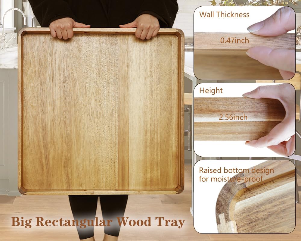 Extra Large Ottoman Tray, Big Wooden Serving Trays, Rectangle