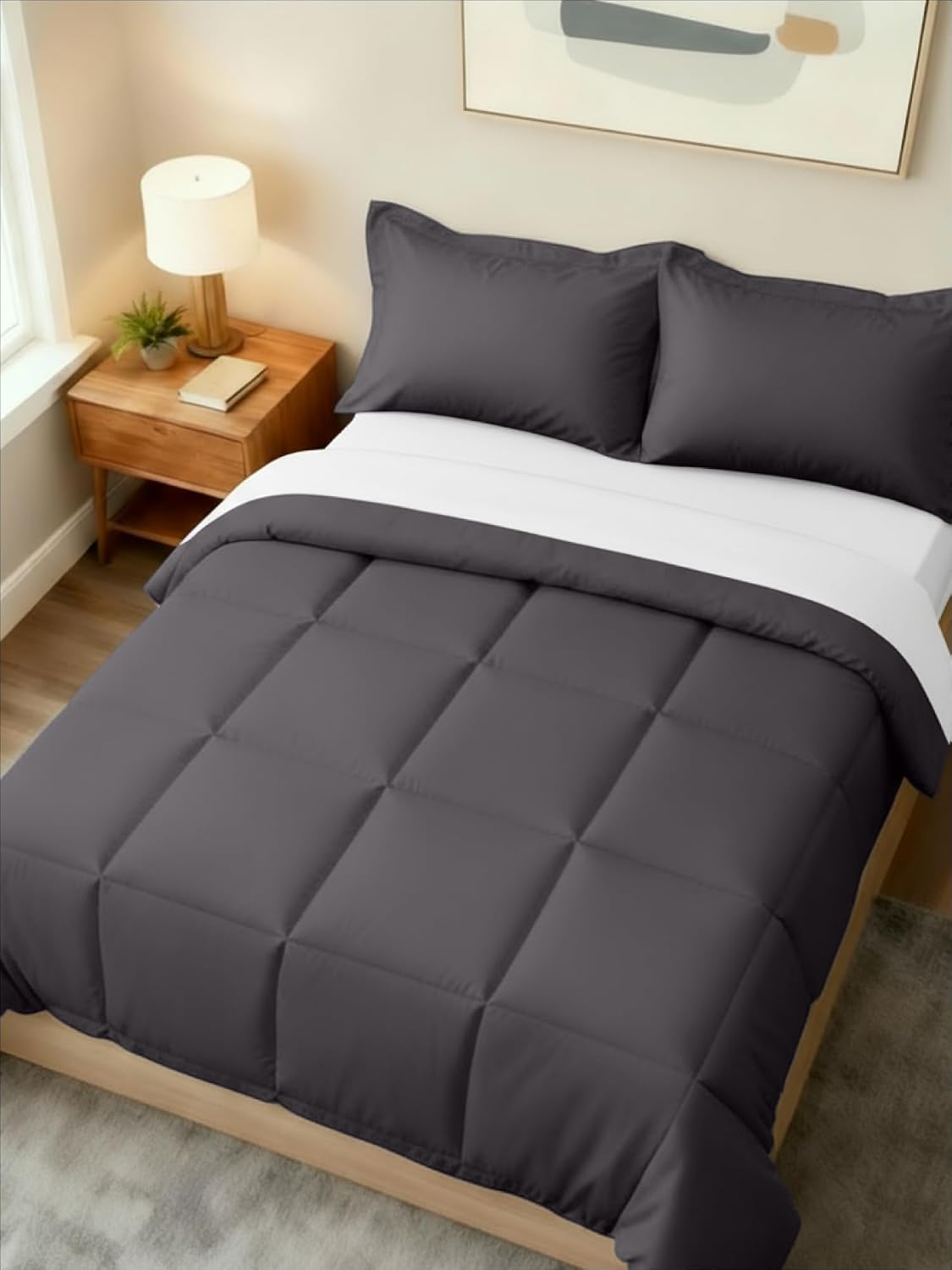 full comforter set - dark grey bedding for, package contents
