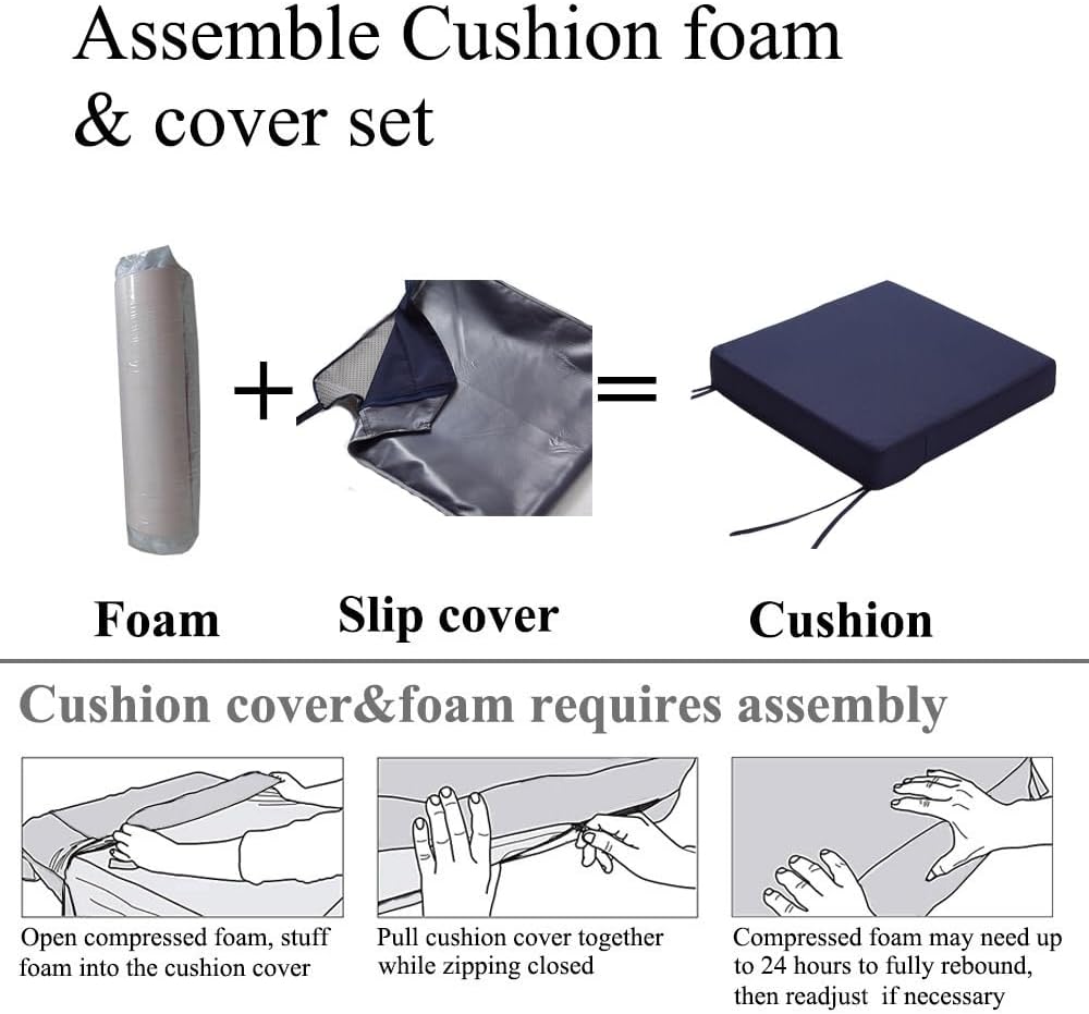 3 Piece Patio Furniture Cushions Replacement Waterproof Outdoor Chair and Ben...