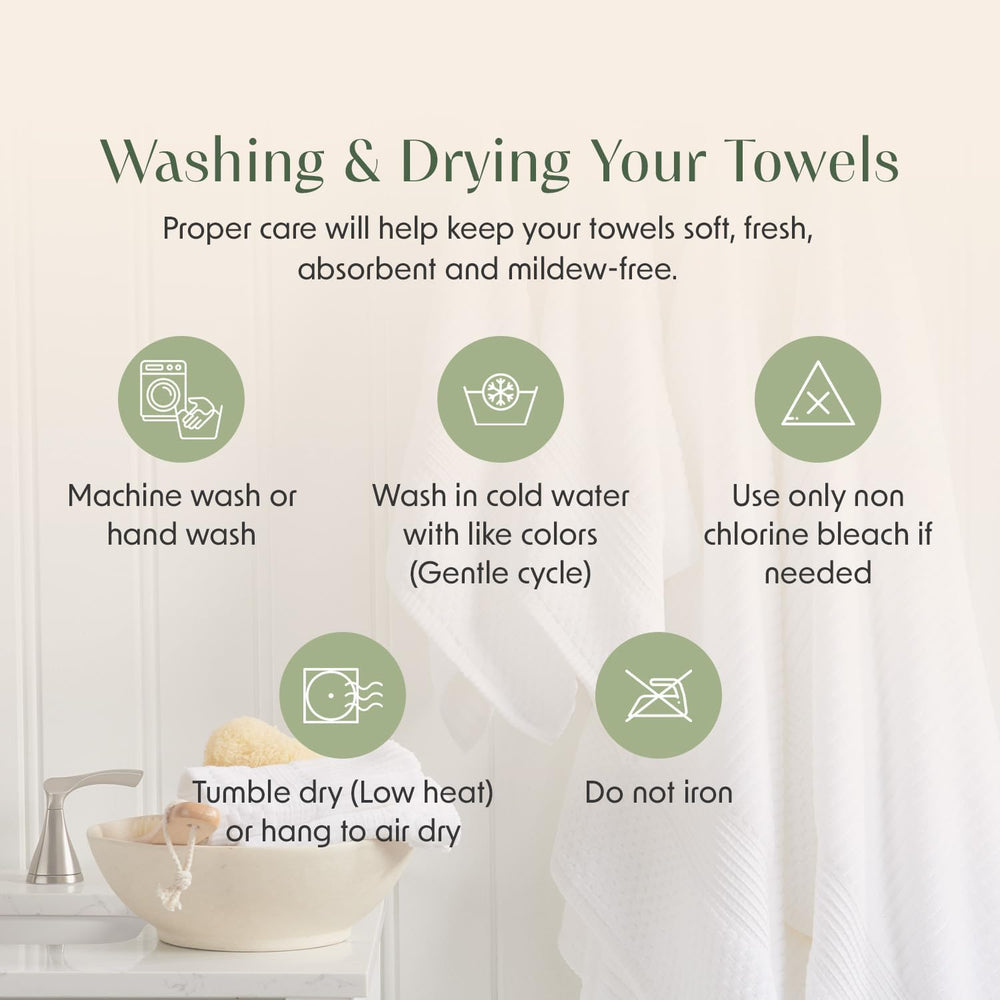 100% Cotton Luxury Hotel Bath Towel Set | 4-Pack | White