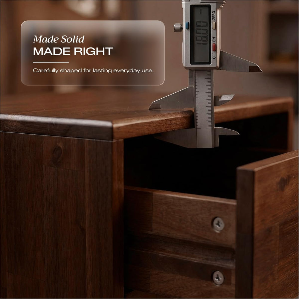 Acacia Silvia Nightstand with 2 Drawers, Solid Wood Bedside Table, Table with...