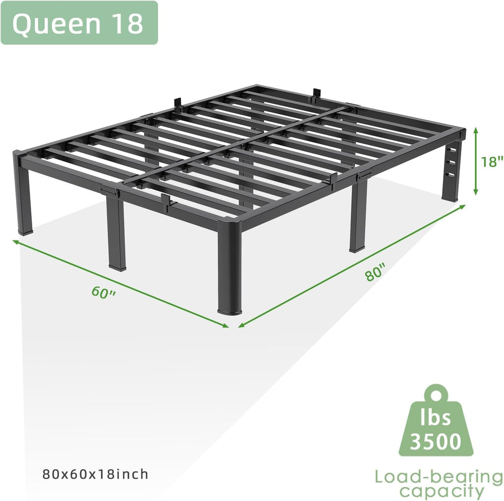Queen Bed Frame, 18 Inch Heavy Duty Steel Platform, Noise-Free