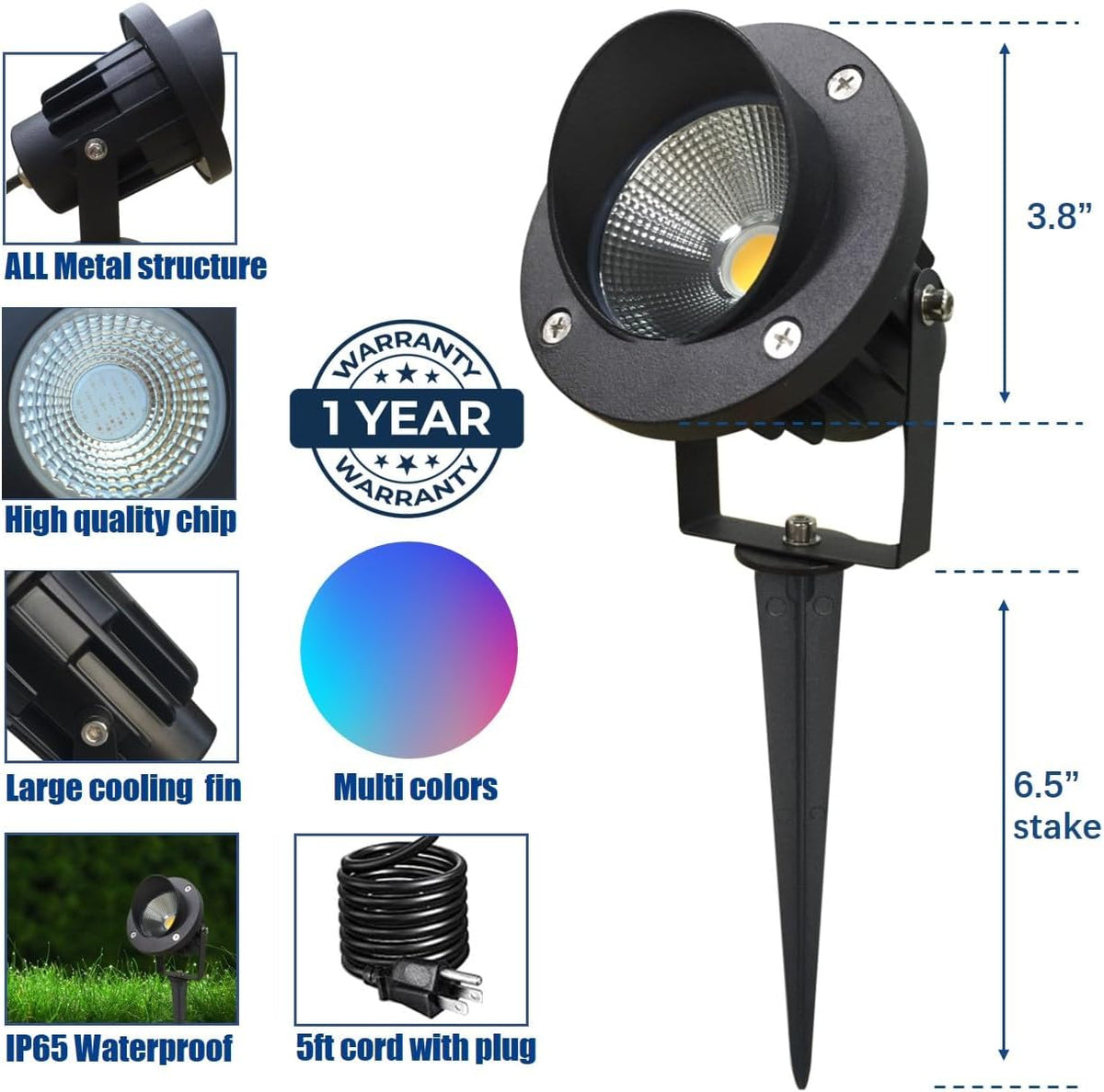 TOVEENEN LED Color Landscape Outdoor Spotlight - 120V 25W Remote Waterproof Spot Lights for Yard Garden Tree House Halloween Christmas Lighting