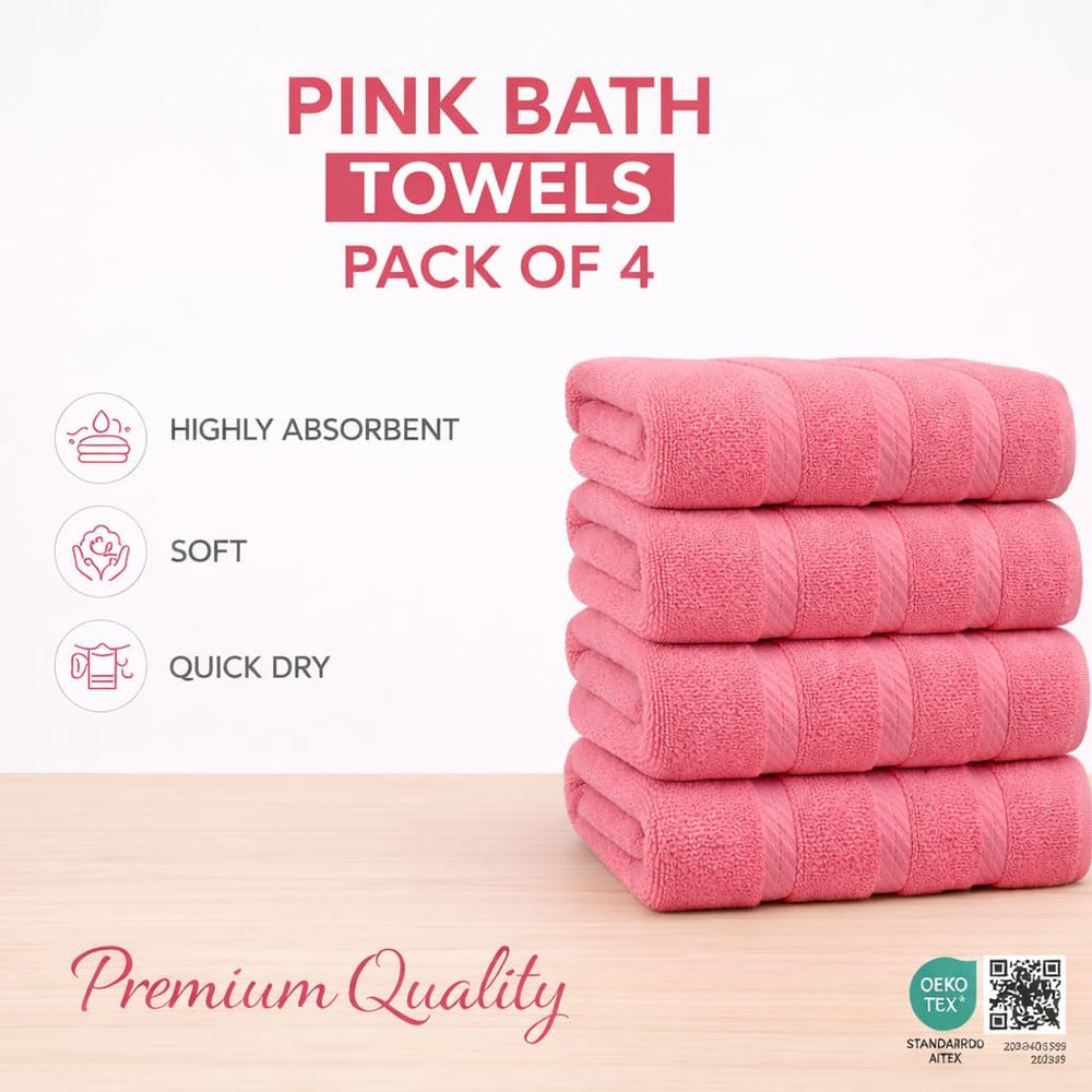 Bath Towels 27x54 – Pack of 4 | Soft & Quick-Dry | Highly Absorbent 100% ...