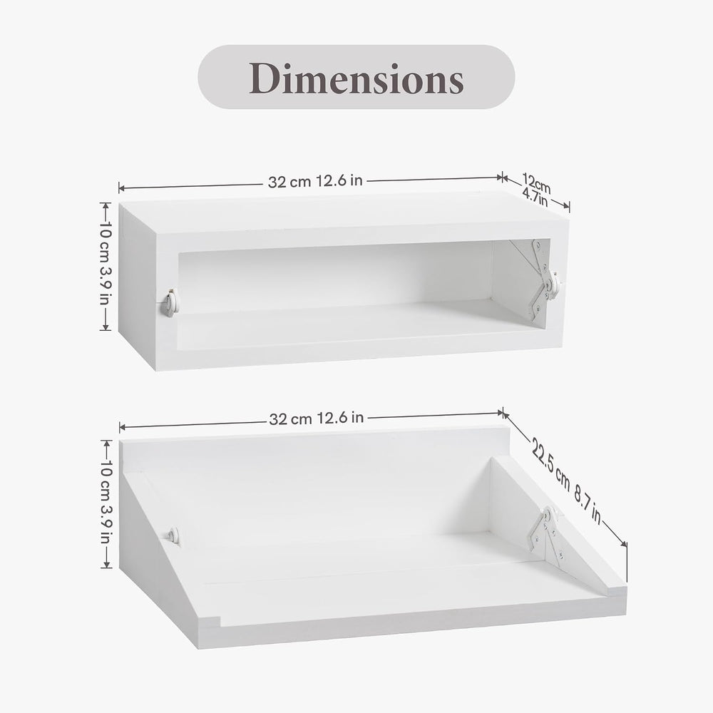 SUMGAR Floating Nightstand, White Foldable Bedside Table for Small Spaces
