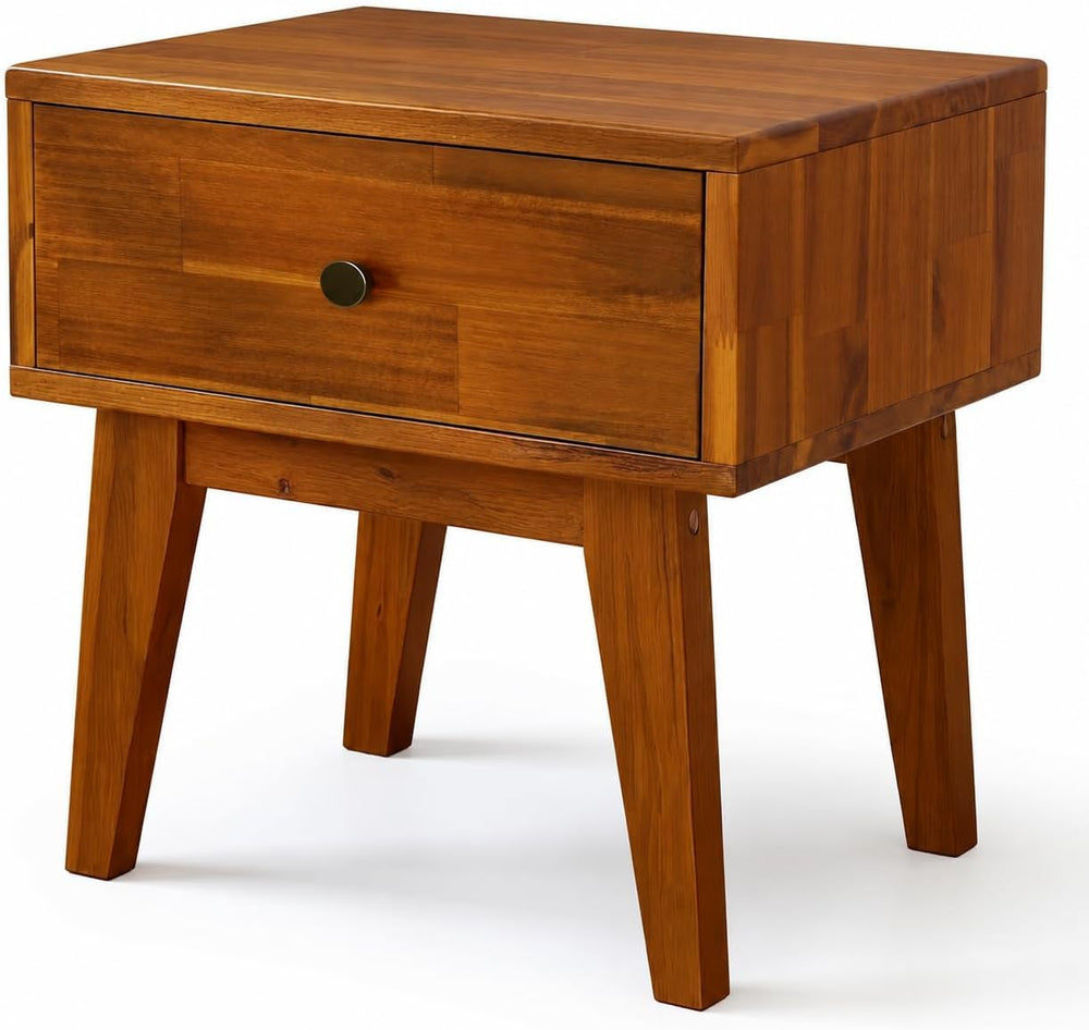 Acacia Sofia Nightstand with Drawer, Bedside Table, Solid Wood Bedside End Ta...