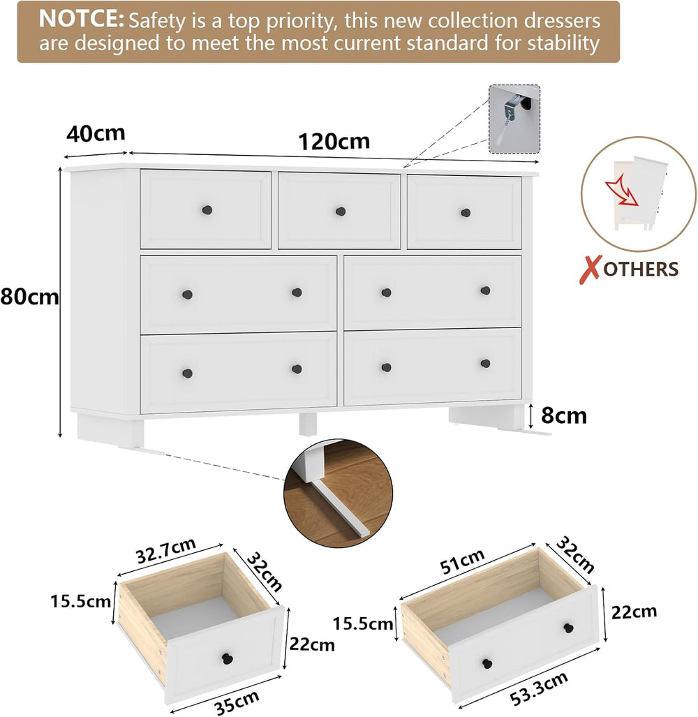 Farmhouse 10 Drawers Dresser for Bedroom, White Dresser Chest of Drawers