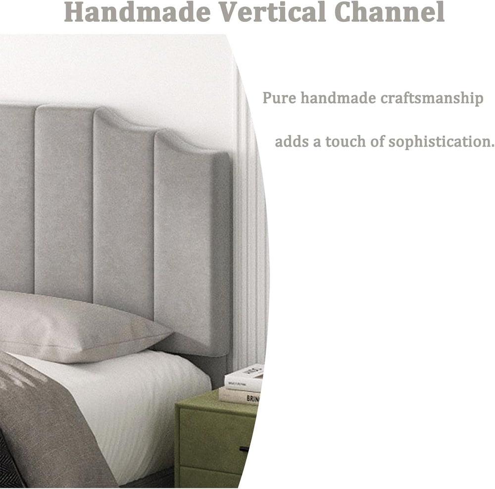Befurtori Queen Size Headboard Only, Velvet Wall Mount Headboard Light Gray