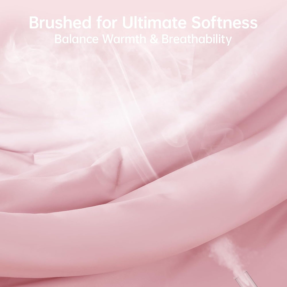 MUXHOMO Queen Comforter Set, 3-Piece All-Season Bedding, Pink