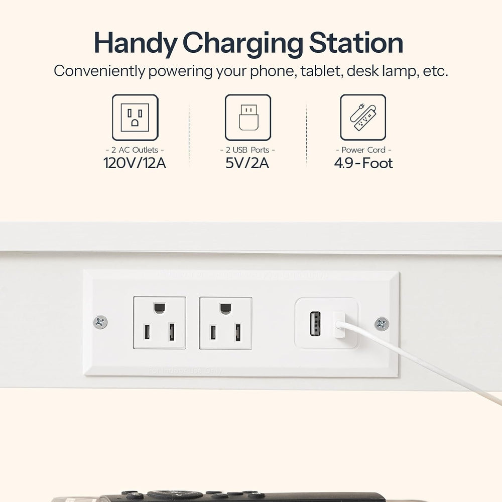 HOOBRO Side Table with Charging Station, Small End Table for Small Space