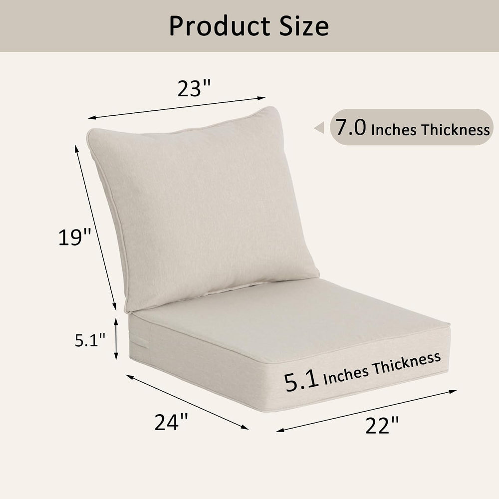 COZYVIDA 22x24 Patio Deep Seat Cushion Set 2-Pack, Putty Beige