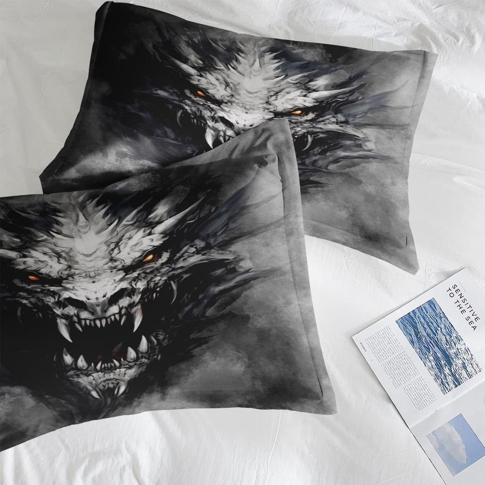 Pamnest King Comforter Set with Sheets, 7 Pieces Dragon Gray Bedding