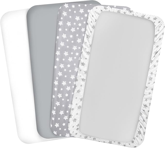 Pack and Play Sheets, 4 Pack Mini Crib Sheets, Stretchy Pack n Play Playard - Image 7