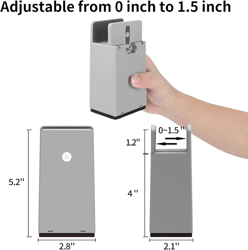 Bed Risers 4 Inch with Adjustable Screw Clamp,4 Pack, Grey