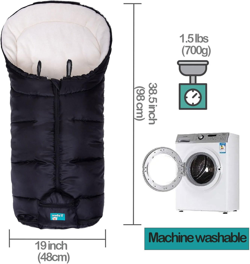 Yobee Universal Fit All Stroller Footmuff, Plush Warm Weatherproof Bunting Ba...