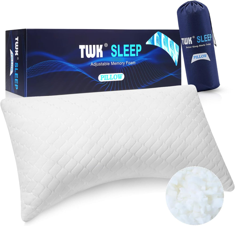 TWK Original Adjustable Bed Pillow Ergonomic Sleeping Design, Great for Back,...