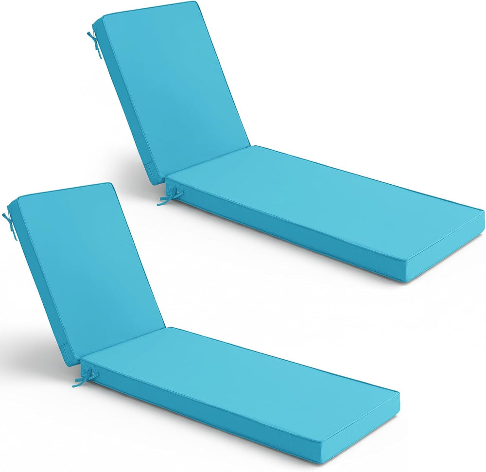 Summsun Chaise Lounge Cushions Outdoor Set of 2, 72 x 21 x 3 Inch, Teal