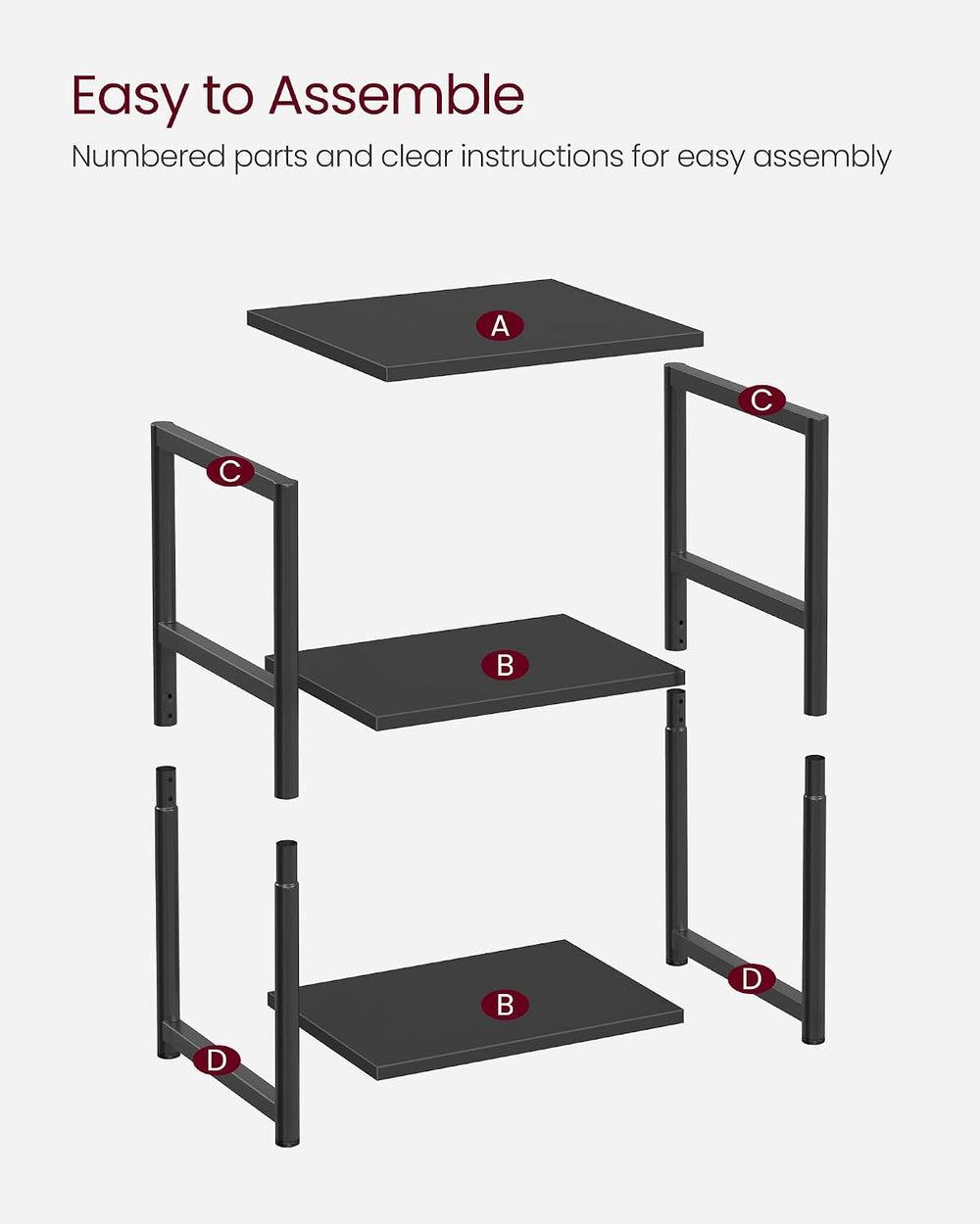 VASAGLE Side Table, Small End Table, Tall Nightstand, Steel Frame