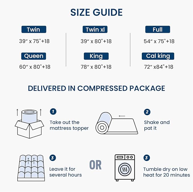 Mattress Topper Queen for Back Pain Thick Mattress Pad Cover Protector Sherpa - Image 9