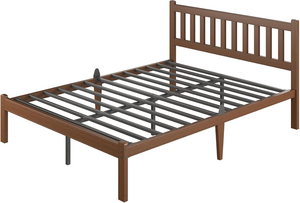 Bamboo Queen Bed Frame with Headboard, Shaker Style Bedroom