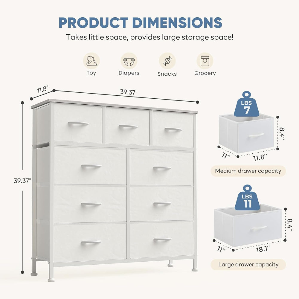 DUMOS 9 Drawer Dresser for Bedroom, Storage Organizer Chest of Drawers