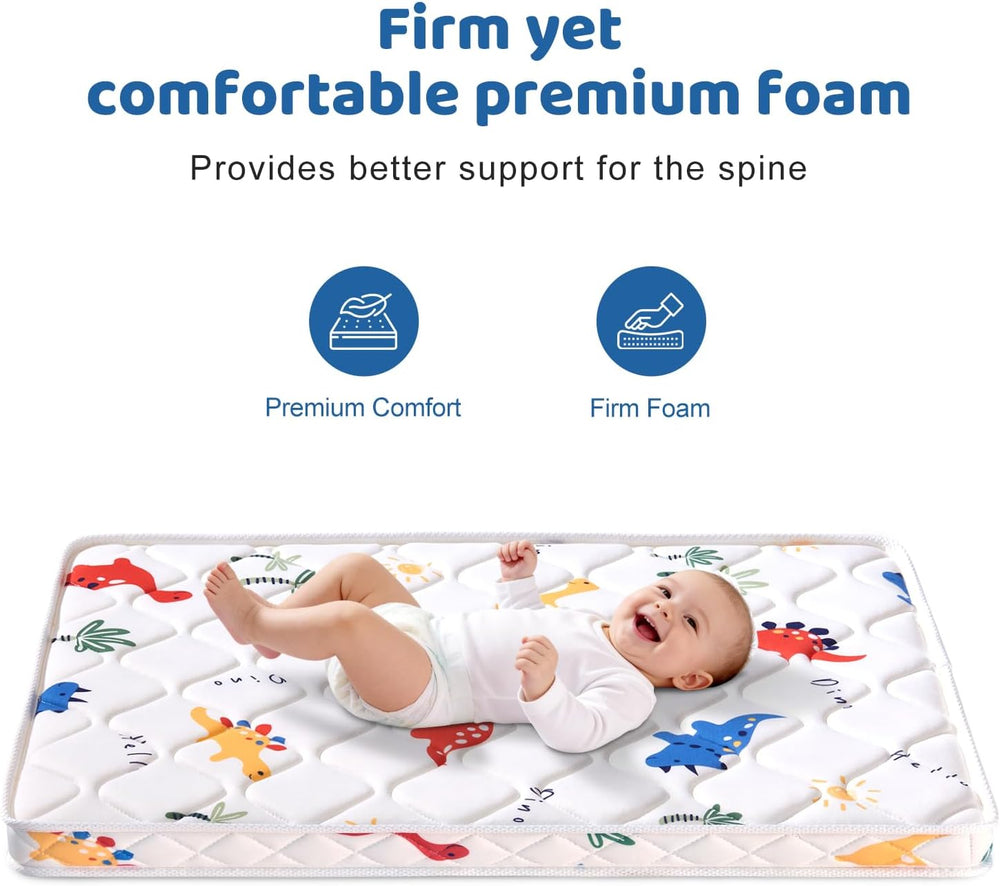 Pack and Play Mattress 38" x 26", Premium Cotton Fabric - Hypoaller...