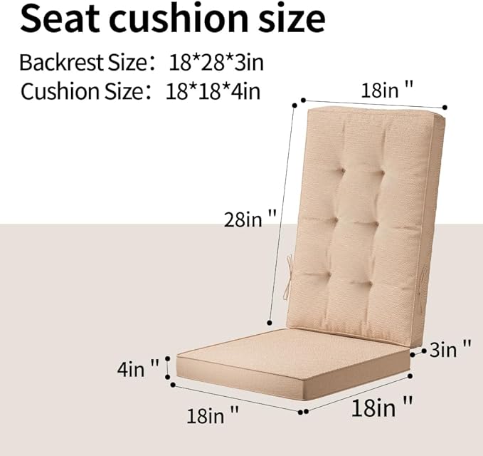 46x18 Outdoor High Back Chair Cushions | Waterproof & UV-Resistant Patio - Image 8