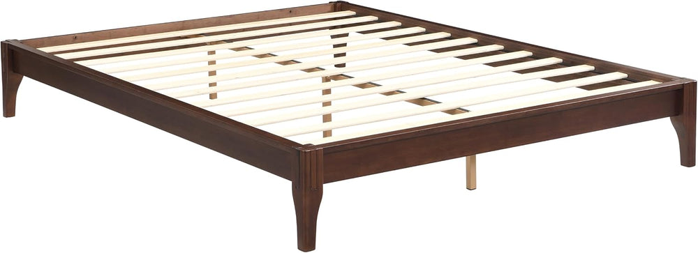 Merax Mid-Century Solid Bamboo Wood Queen Bed Frame,Chocolate