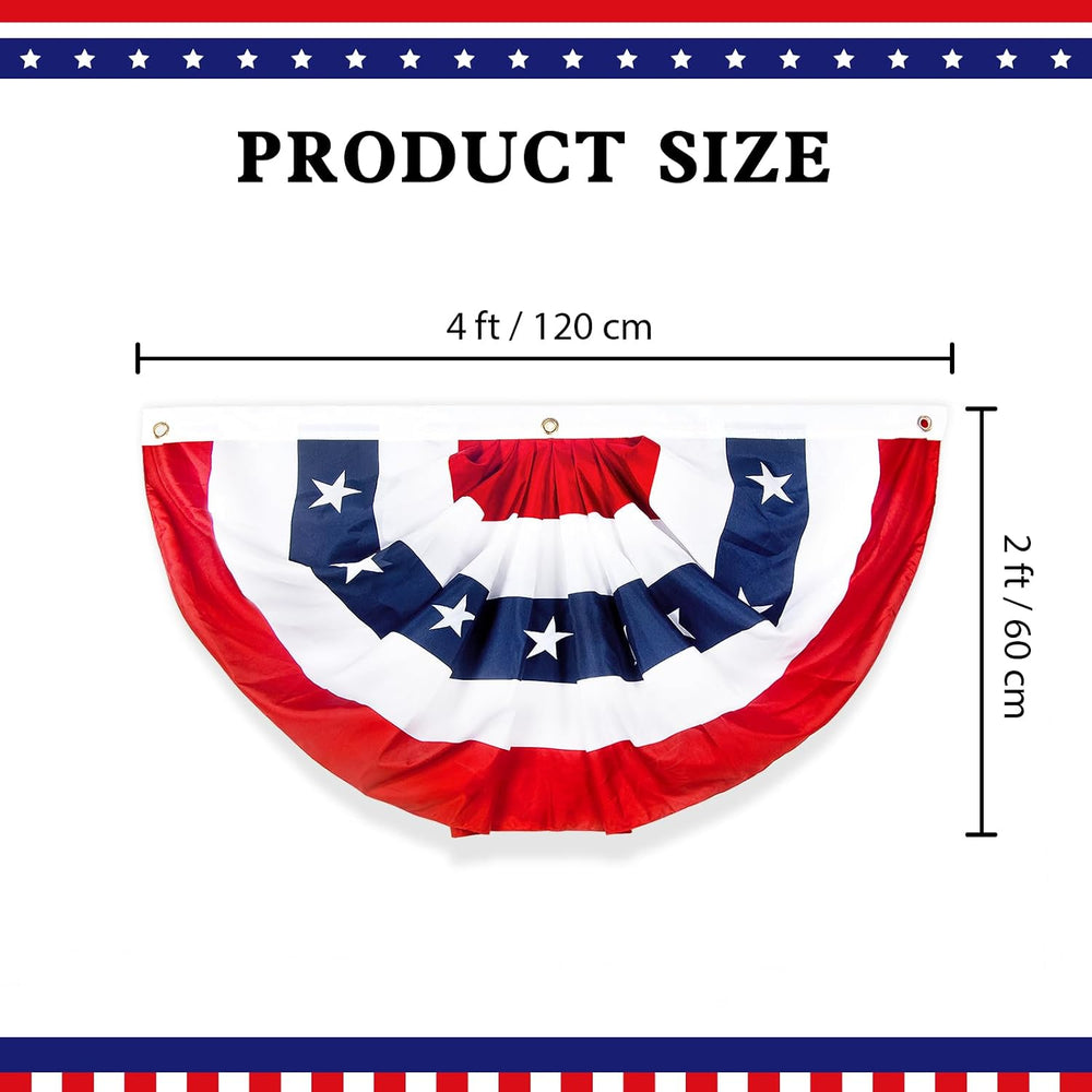 2x4 Ft American Bunting Flags Outdoor, USA Pleated Fan Flag for Outside, 4th ...
