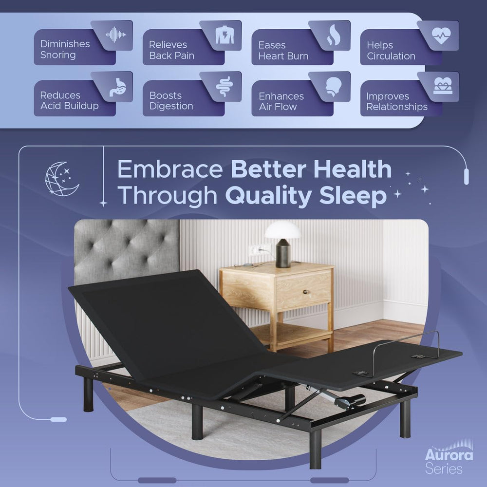 Celestial Sleep Aurora Adjustable Bed Base (Frame Only), Easy Assembly, Head ...