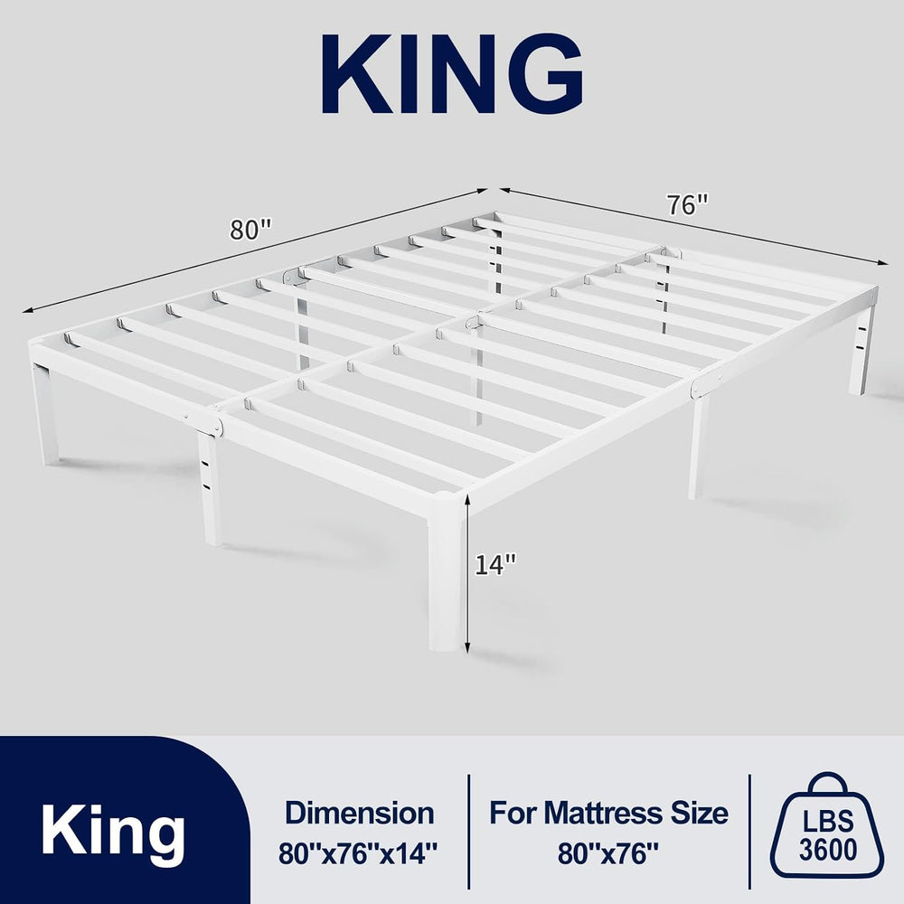 Metal Bed Frame with Round Corner Legs, 14 Inch Platform Bed Heavy Duty Steel...
