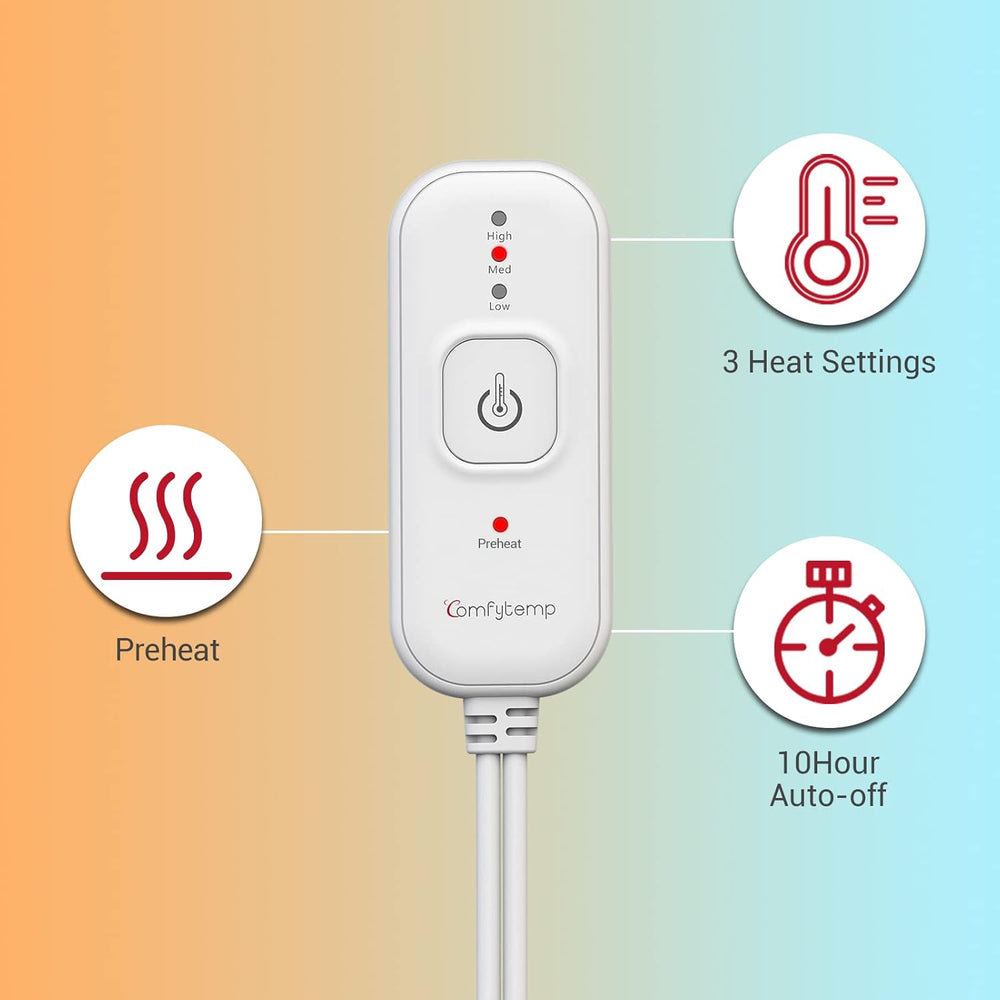 Comfytemp Heated Mattress Pad Mini Twin Size 31" x 55", Single Cont...