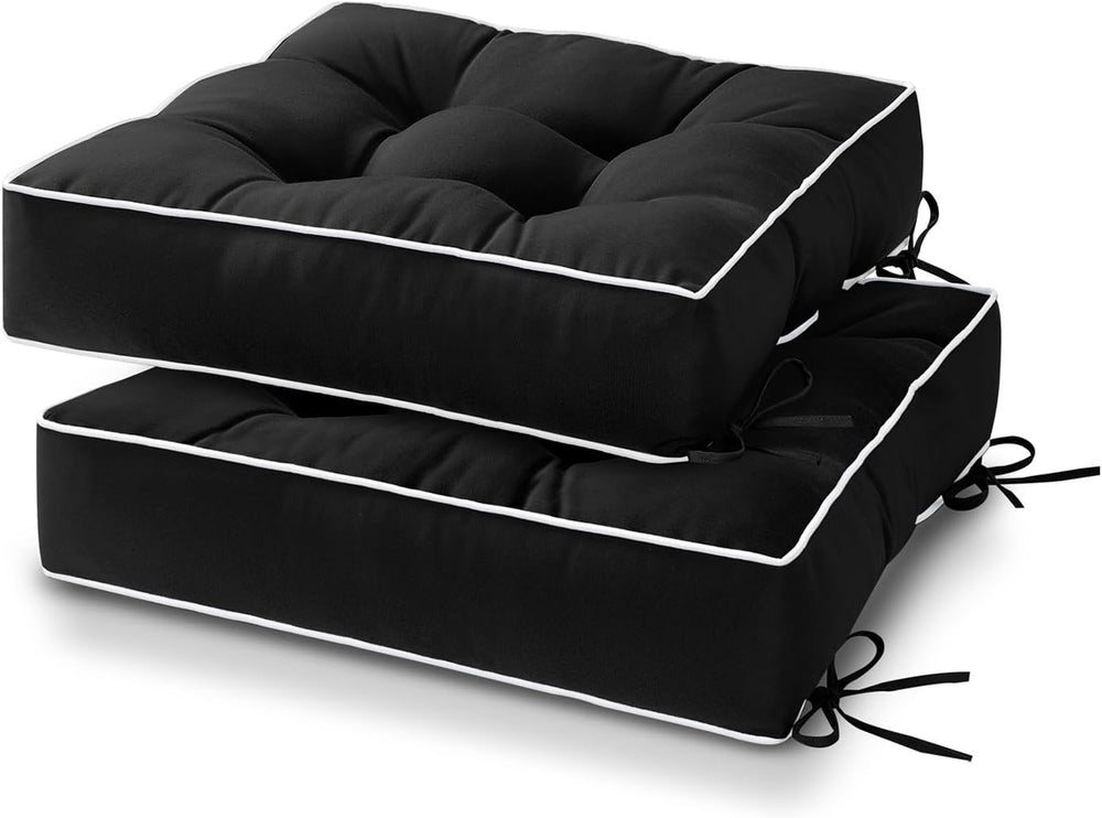 HARBOREST Outdoor Chair Cushions Set of 2, Tufted Patio Chair Cushions with T...