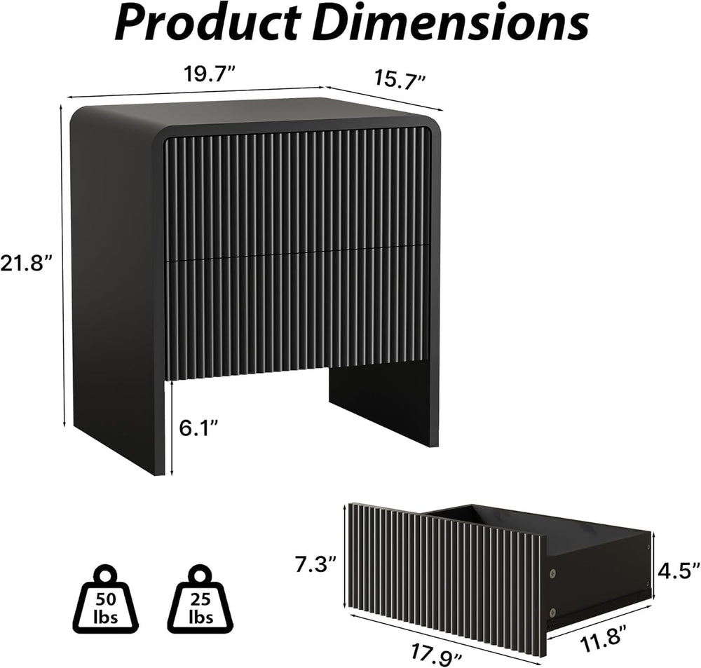 MAISONARIA 3-Piece Curved Dresser Bedroom Set, Black