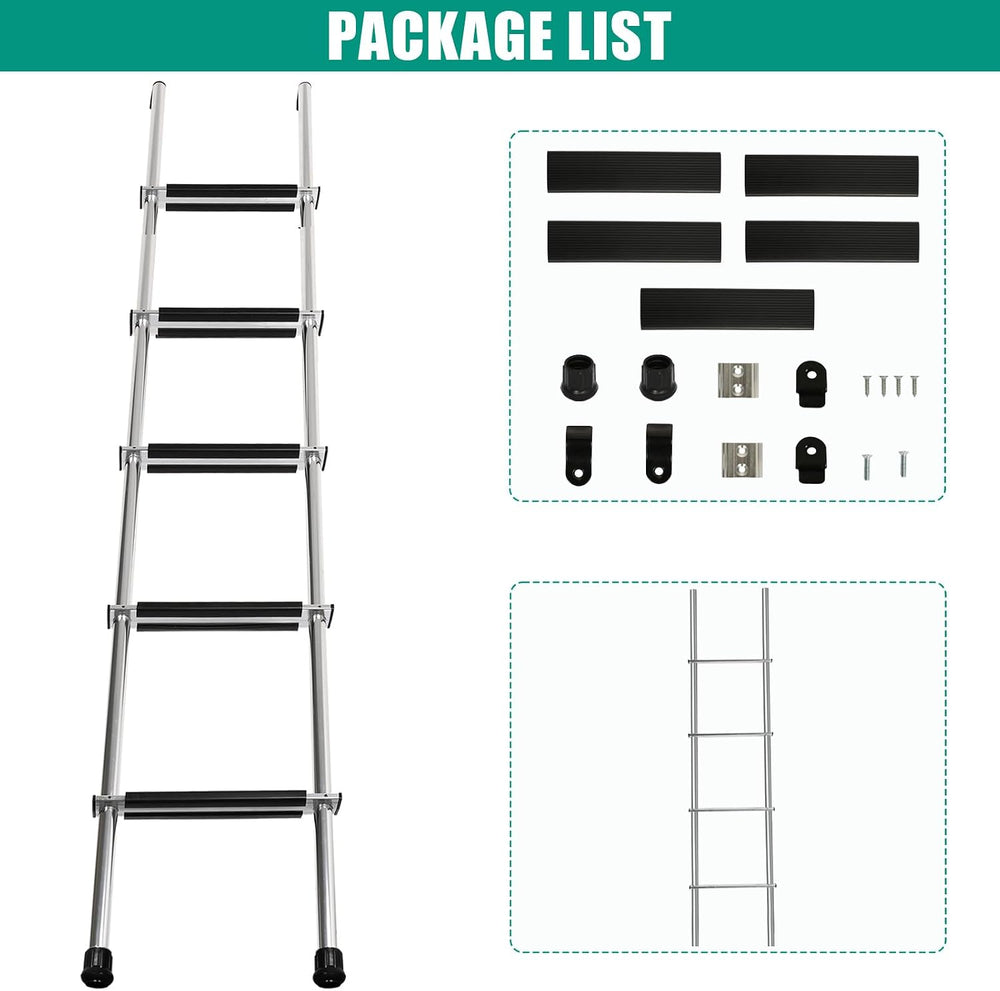 72" Aluminum RV Bunk Ladder, Integrated Camper Bunk Bed Ladder