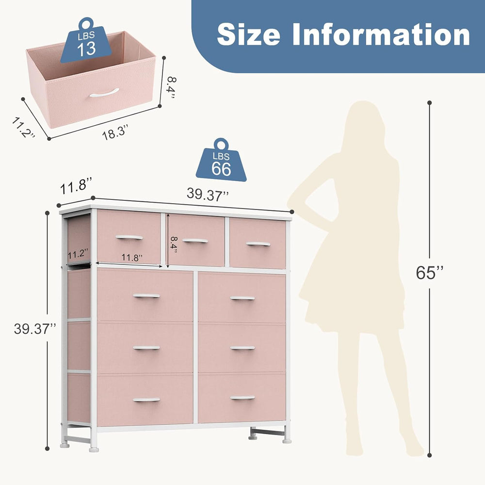 DUMOS 9 Drawer Dresser for Bedroom, Storage Organizer Chest of Drawers