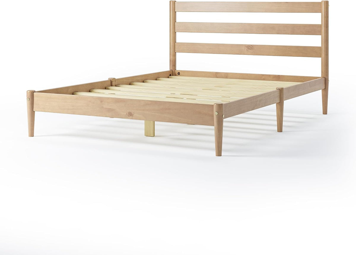 camaflexi mid-century modern platform bed/solid wood/slat headboard/mattress foundation on a desk or shelf