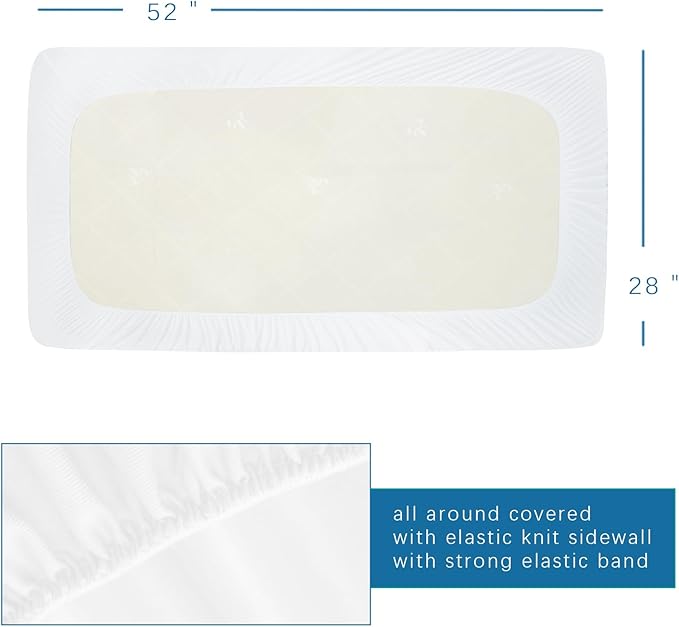 Crib Mattress Protector Waterproof 2 Pack Crib Sheets Fitted Mattress Pad Cover - Image 6