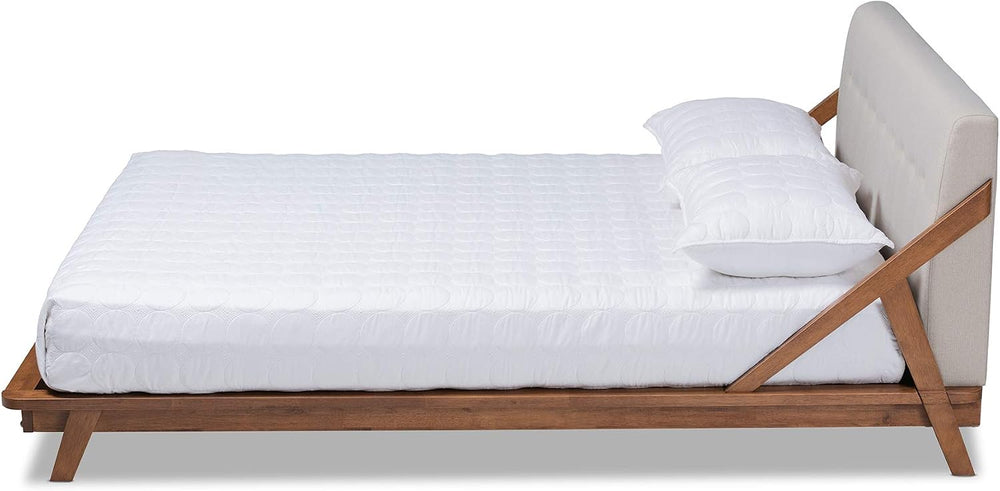 Baxton Studio Beds (Platform), Queen, Beige/Walnut