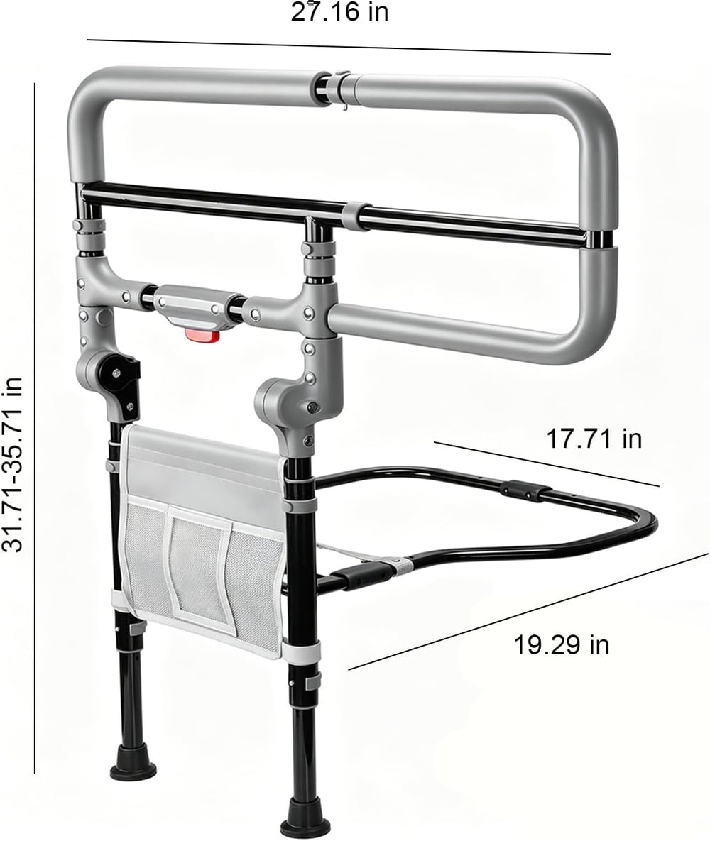 Foldable Bed Rails for Elderly Adults, Fits 14-18" Frames
