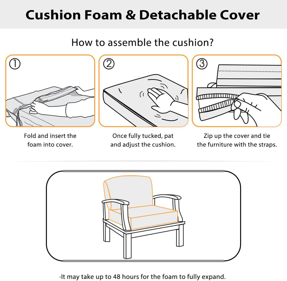 Olefin Deep Seat Cushion Set of 2, Water Resistant Patio Dark Green 24x24x4