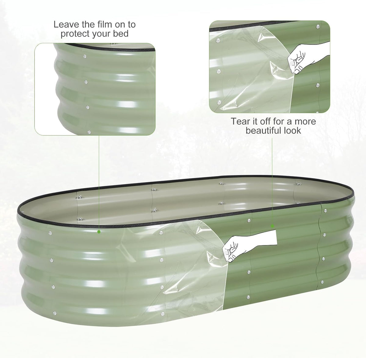 galvanized raised garden bed outdoor- 4x2x1ft planter box, view 9