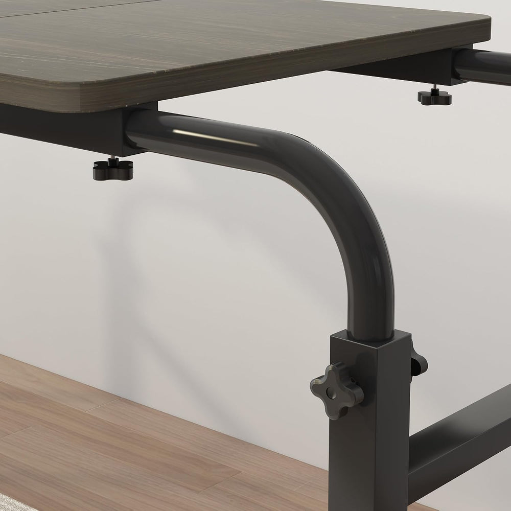 TigerDad Tilt Overbed Table with Wheels, Height Adjustable Rolling Desk for K...