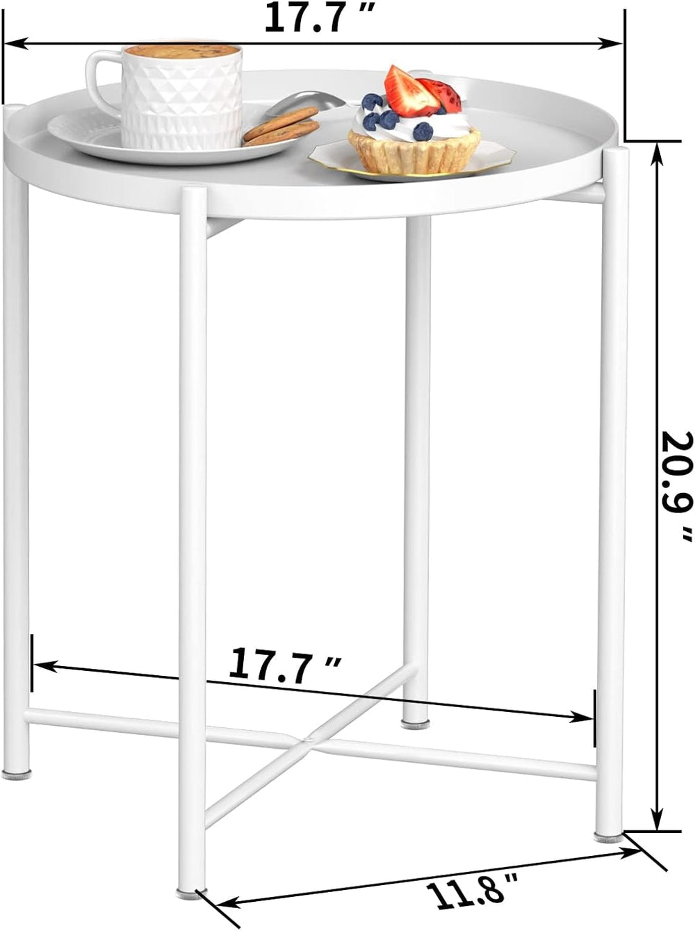 EKNITEY End Table,Folding Metal Side Table Waterproof Small Coffee Table Sofa...