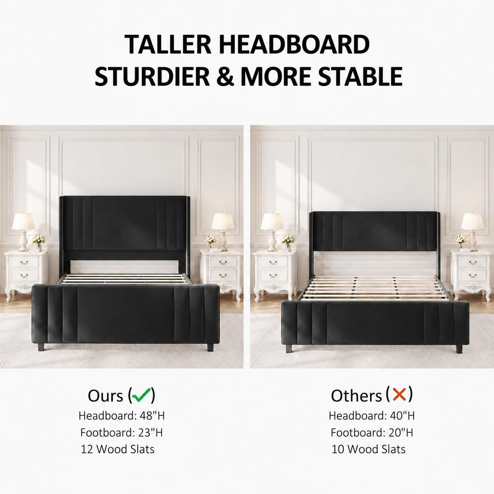 Albott Queen Platform Bed with Wingback Headboard & Footboard